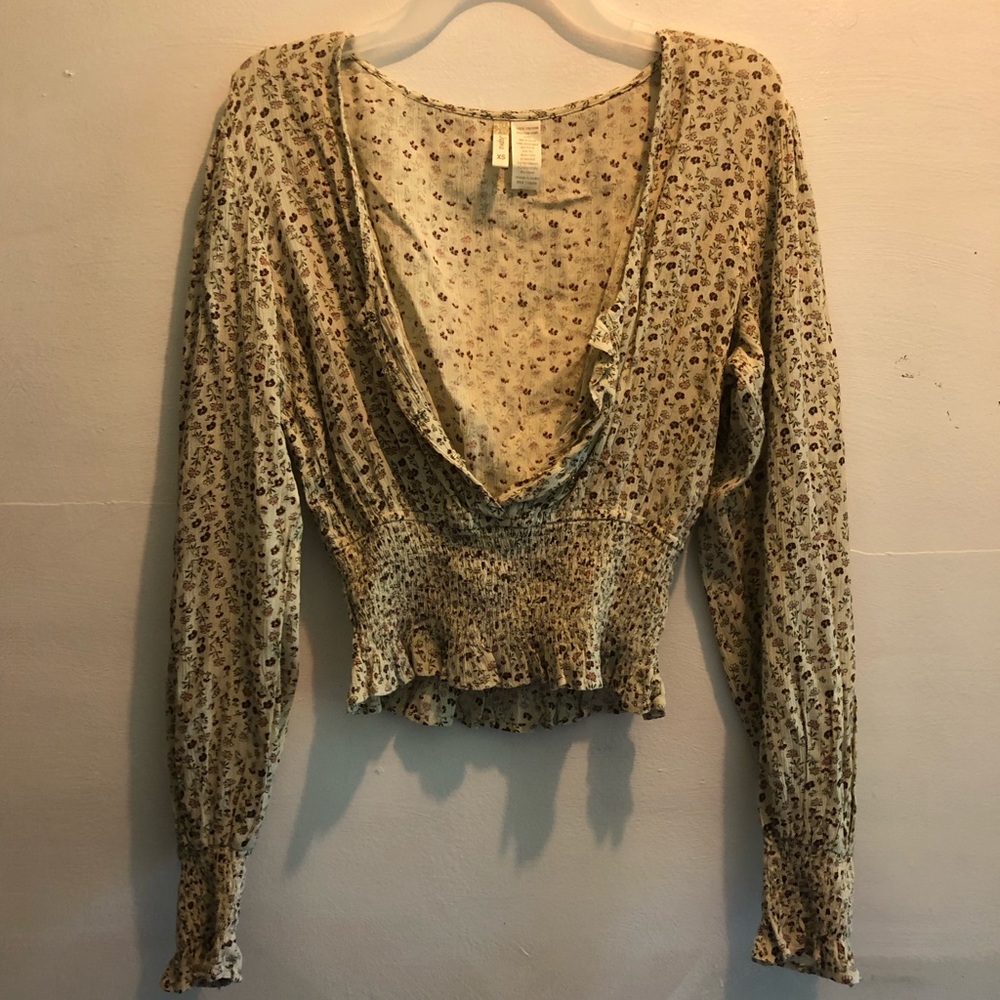 japna brown floral print blouse
